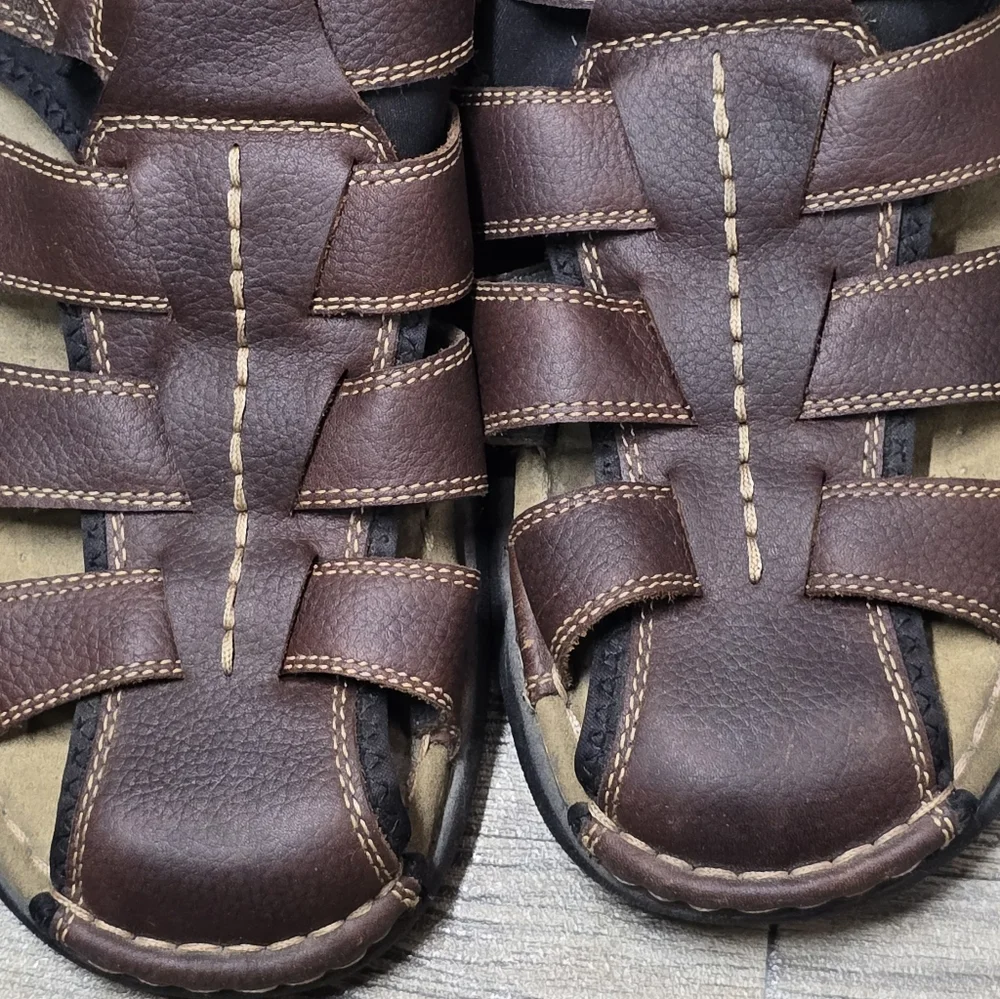 Skechers Fisherman Leather Sandals Men's 14 Brown Comfort Cushioned